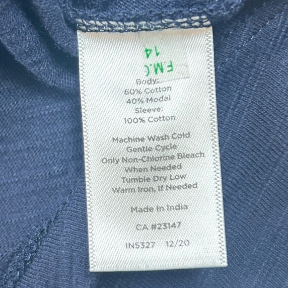 NWT Talbots Navy Blue Midi Eyelet Puff Sleeve Dress with Elastic Waist. Size L. - Picture 9 of 9